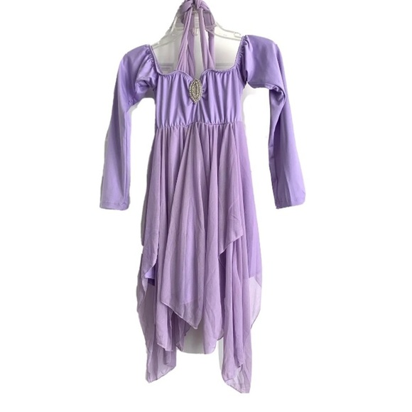 Dance Costume Light Purple Handkerchief Off The Shoulder Dress size Small - Picture 1 of 10